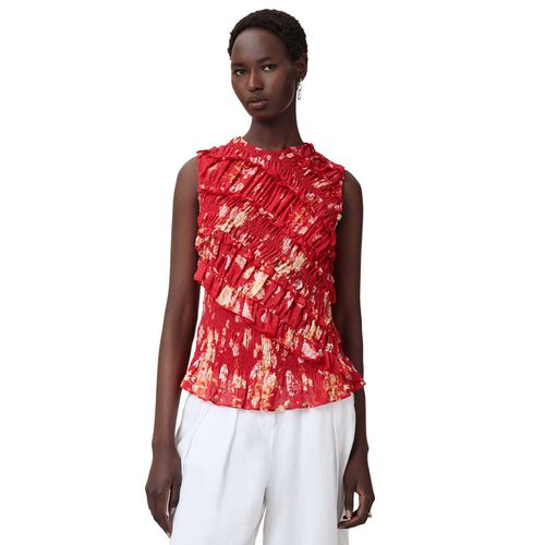 AllSaints Nysa Floral Print Ruffled Tank Top